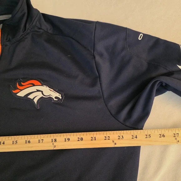 Nike Denver Broncos Men Jacket Blue Navy Full Zip Solid NFL Track‎ Dri Fit Large - Picture 7 of 8